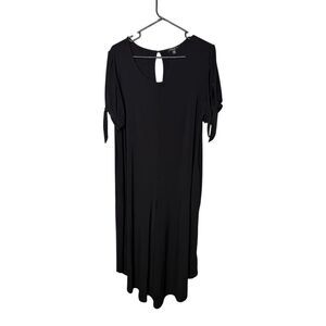 Sami & Jo Petite XL Black Wide Leg Jumpsuit Tie Short Sleeve Keyhole Back